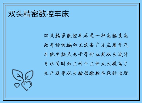 双头精密数控车床