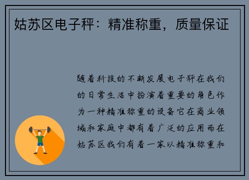 姑苏区电子秤：精准称重，质量保证